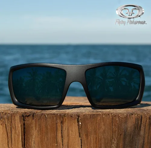 Vista 6 de Flying Fisherman Lentes de sol polarizados envolventes, marco negro matelente ahumada, talla M, Marco negro mate, lente de humo