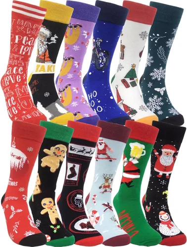 Vista 17 de HSELL Calcetines de vestir para hombre, diseños divertidos y locos, calcetines de algodón con patrón novedoso, regalos divertidos para hombres 12
