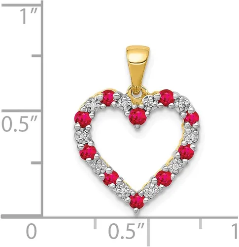 Vista 4 de Colgante de diamante de 14 quilates y corazón rubí de 0,35 estilo PM5270-RU-003-YA