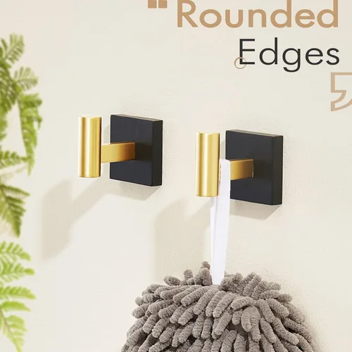 Vista 9 de KOKOSIRI Ganchos para batas de baño, ganchos para toallas, ganchos montados en la pared, accesorios de baño, paquete de 2 unidades, color negro