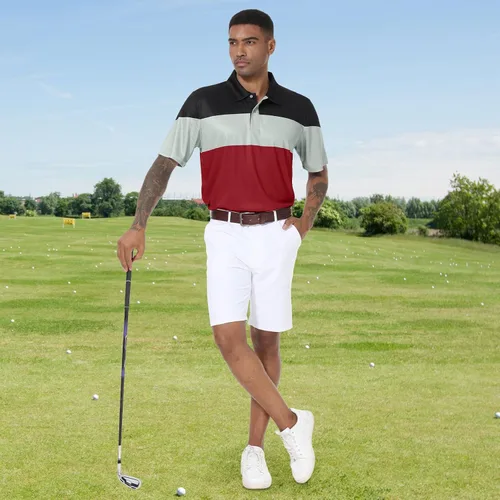 Vista 6 de Polo de golf para hombre grande y alto, ajuste seco, manga corta, impresión, rendimiento que absorbe la humedad, polo deportivo M-7XL