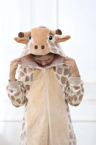 Vista 4 de Pijama unisex de animales para niños, disfraz de Halloween y Navidad Jirafa-1