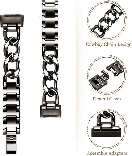 Vista 5 de Bandas geniales para Fitbit Inspire 3 bandas para mujer, correa de repuesto ajustable de metal de acero inoxidable compatible con Fitbit Inspire 3