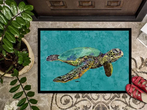 Vista 3 de Caroline's Treasures 8659MAT - Felpudo de tortuga de 18 x 27 pulgadas, para interiores y exteriores, para entrada, antideslizante, lavable, pelo
