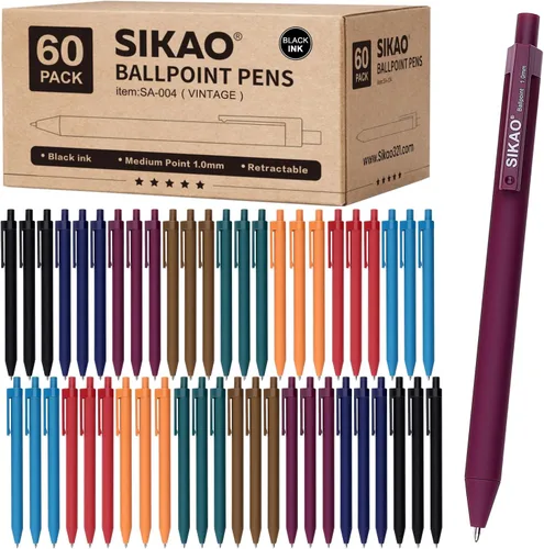 Vista 12 de Bolígrafos de Gel Negro a Granel, Juego de 60 Bolígrafos de Gel Negro Retráctiles, Punta Fina de 0.7mm, Escritura Suave y Sin Manchas para Oficina