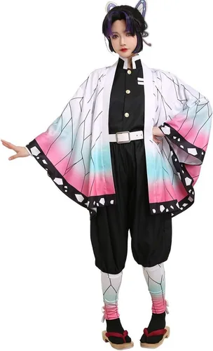 Vista 4 de miccostumes Disfraz de kimono de mariposa para mujer, Oro