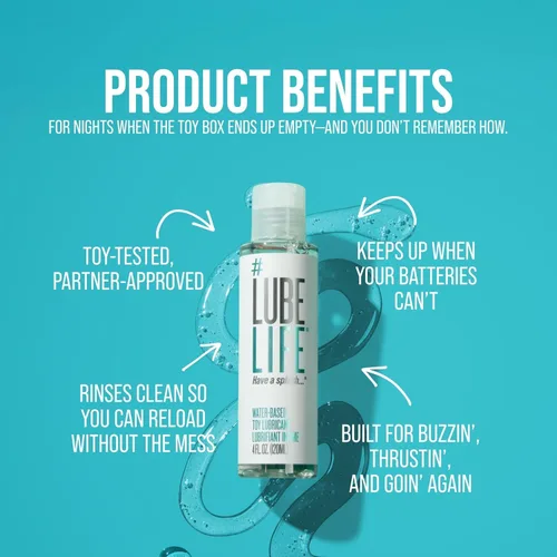 Vista 5 de LubeLife - Lubricante a base de agua, lubricante personal seguro para juguetes para hombres, mujeres y parejas, tamaño de viaje, sin manchas, fácil