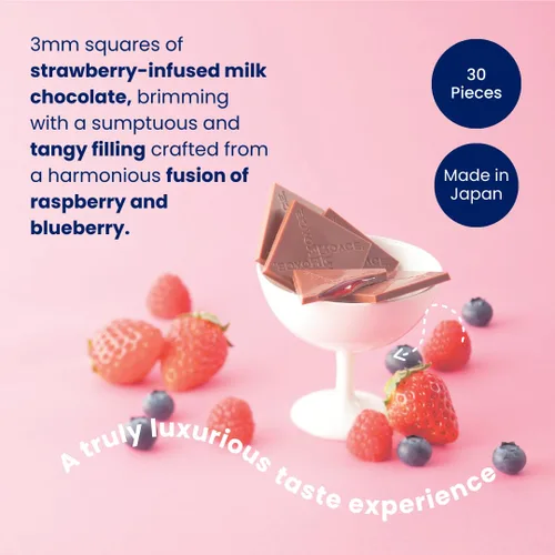 Vista 3 de ROYCE Prafeuille Chocolat "Berry Cube"- Surtido de chocolate con leche perfumado de fresa con relleno de salsa tarty Set de regalo de chocolate