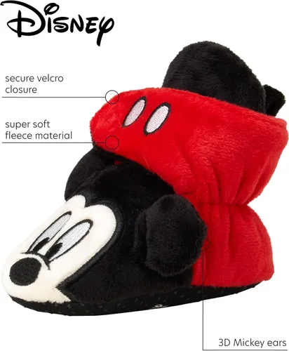 Vista 2 de Disney Botines de Mickey Mouse para bebés y niños, calcetines de vellón suave (recién nacidobebé)