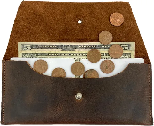 Vista 5 de Hide & Drink, Bolsa larga de utilidad hecha a mano de cuero de grano completo, elegante cartera para llevar y almacenar efectivo, monedas, tarjetas