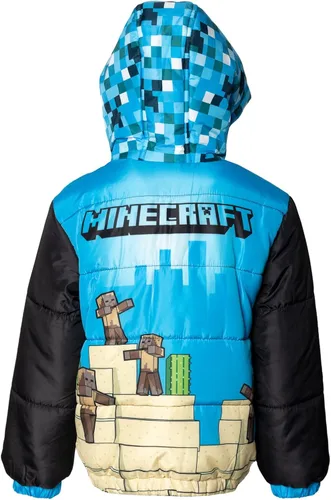 Vista 5 de Minecraft Abrigo de invierno con cremallera para niño pequeño a niño grande