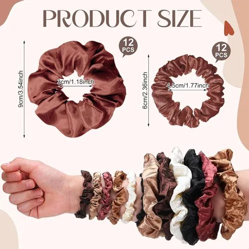Vista 2 de WILLBOND 24 coleteros de satén para el cabello, bandas elásticas de seda a granel, soporte para cola de caballo para mujeres y niñas, accesorios