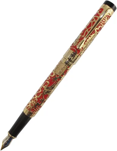 Vista 7 de Pluma estilográfica avanzada Jinhao 5000 Dragon Year Dorado con Negro