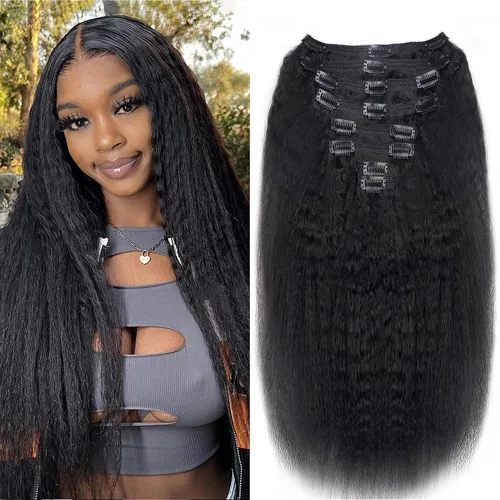 Vista 48 de Extensiones de cabello humano real rizado con clip, 4/27/4, ombré, rizado con clip, para mujer, 3C y 4A (12 pulgadas, #4/27/4)