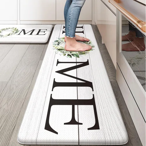 Vista 33 de KIMODE - Alfombra de cocina antifatiga para el piso, de 17.3 x 29 pulgadas, alfombra de cocina de estilo rústico, antideslizante, acolchada