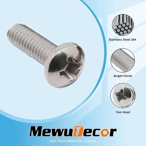Vista 2 de Tornillos de máquina de cabeza plana de 5/16-18 x 1", rosca completa, acero inoxidable 304 18-8, paquete de 10