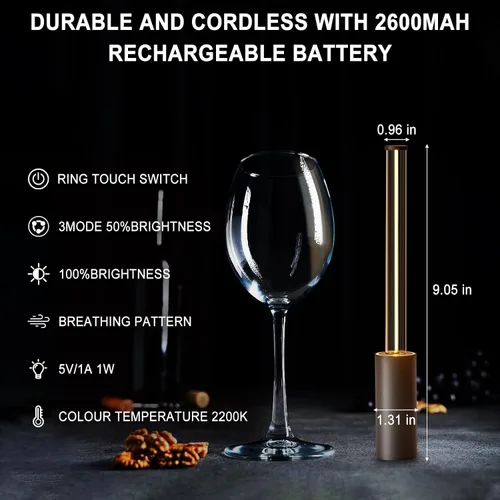 Vista 2 de Lámpara portátil inalámbrica, 3 vías táctil USB recargable con pilas, lámpara pequeña minimalista para mesita de noche y cocina, luz ambiental