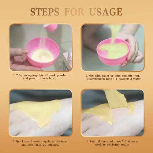 Vista 7 de Mascarilla de gelatina en polvo para faciales, oro de 24 quilates, antienvejecimiento y reafirmante, mascarilla hidratante para iluminar