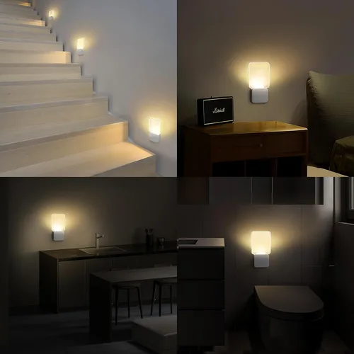 Vista 6 de oviitech Luz nocturna superior con sensor de luz del atardecer al amanecer en la parte inferior, luz en blanco cálido para pasillo, dormitorio, sala