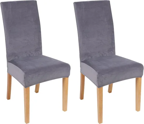 Vista 38 de smiry - Fundas para sillas de comedor de terciopelo elástico y suave, extraíbles, Terciopelo, Beige