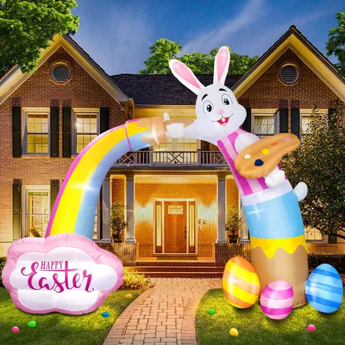 Vista 8 de Decoraciones inflables de Pascua para exteriores de 6 pies, con luces LED integradas, decoración de patio, para fiestas de Pascua, al aire libre