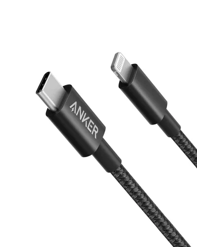 Vista 12 de Anker Nuevo Cable de Nylon USB C a Lightning, Certificado MFi de Apple para iPhone Serie 14, y Más (1 pie, Negro)