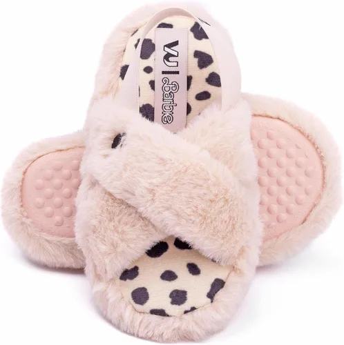 Vista 6 de Barbie Pantuflas para niñas, muñeca para niños, con correa cruzada, deslizadores para casa
