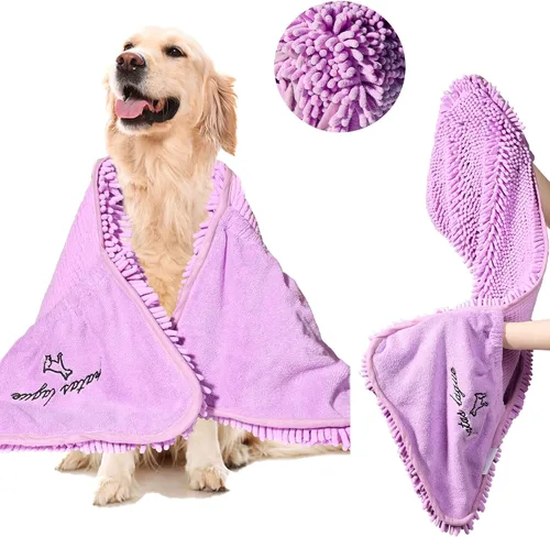 Vista 12 de Patas Lague Toalla absorbente para perros de secado grande, 35 x 15 pulgadas, toalla de baño de microfibra extra grande de secado rápido