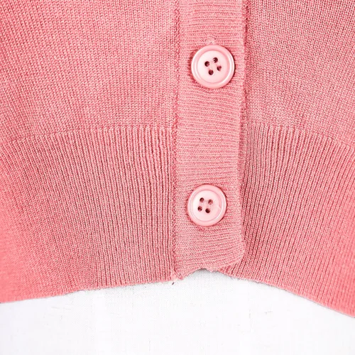 Vista 5 de Urban CoCo - Chaqueta de punto para mujer con cuello en V y botones, manga de 34, corta