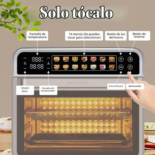 Vista 4 de SEEDEEM Combo de freidora de aire de 32 cuartos de galón, horno de convección extra grande 14 en 1 con pantalla táctil LED, horno de encimera
