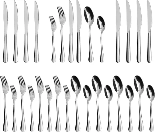 Vista 9 de 24-Piece Silverware Set, Flatware Set for 8, Food-Grade Stainless Steel Tableware Cutlery Set, Mirror Finished Utensil Sets for Home Restaurant