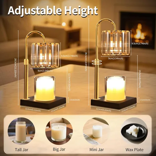 Vista 8 de Lámpara calentadora de velas, calentador de cera, temporizador y regulador de intensidad de 7 niveles, compatible con la mayoría de las velas