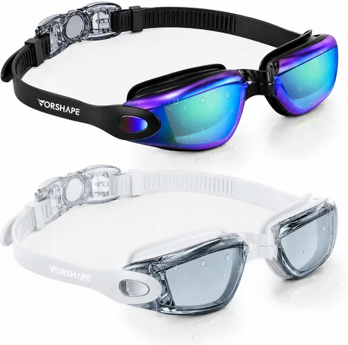 Vista 25 de Gafas de natación: paquete de 2 gafas de natación antivaho, sin fugas, protección UV, para adultos, hombres, mujeres, jóvenes