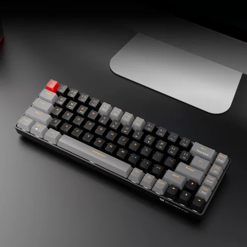 Vista 6 de Qisan Teclado mecánico para juegos de modo dual 2.4GBT Teclado inalámbrico con interruptor marrón Mini diseño (60% teclado) Teclado de computadora