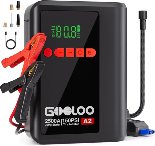 Vista 10 de GOOLOO A7 Arrancador de salto con compresor de aire, caja de salto de 6000 A y 160 PSI Gris