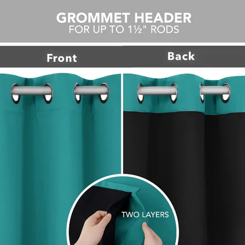 Vista 63 de Deconovo Cortinas opacas 100% con forro negro, cortinas con ojales aisladas térmicamente que reducen el ruido, doble capa para oscurecer