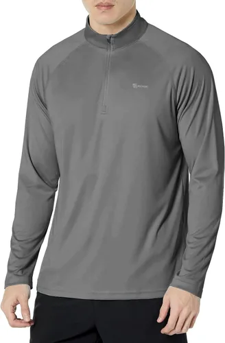 Vista 16 de Men's UPF 50+ Rash Guard 1/4 Zip Stand Collar Swim Shirt Long Sleeve Berry Conservar