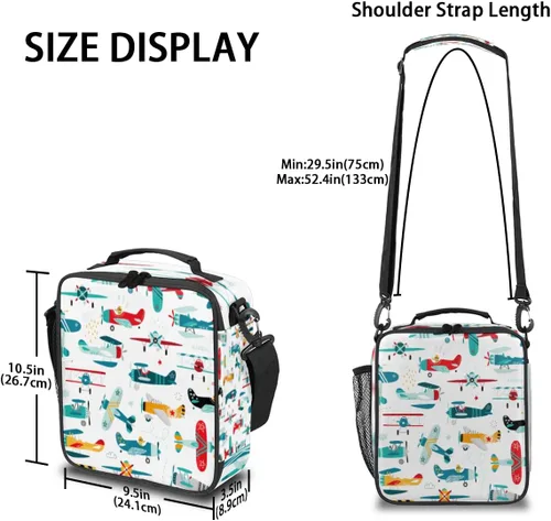 Vista 5 de AUUXVA Bolsa de almuerzo con aislamiento para avión, bolsa de mano para enfriar hielo, bolsa de mano con correa de hombro para niños, niñas, mujeres