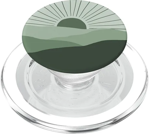 Vista 8 de Minimal Sage Green Mountain Sunset Boho Chic Estética PopSockets intercambiables PopGrip