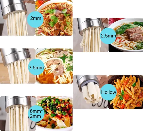 Vista 3 de Máquina de fideos manuales de acero inoxidable, máquina de prensa portátil para hacer pasta, herramientas de fabricación de espaguetis con 5 moldes