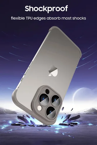 Vista 5 de LEKEVO Funda sin marco para iPhone 15 Pro Max con protector de lente de cámara, funda delgada de TPU suave a prueba de golpes, carcasa minimalista