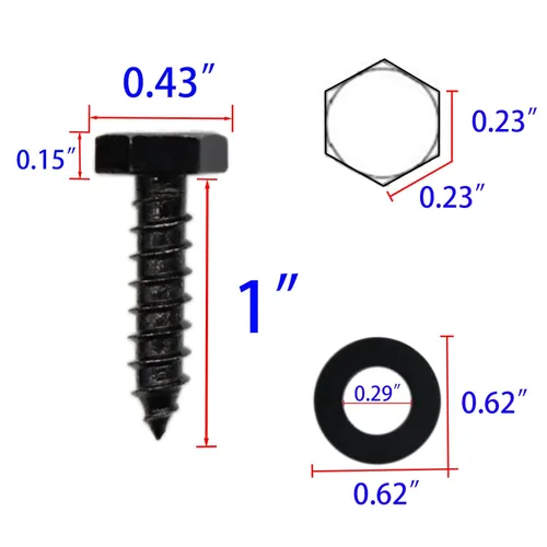 Vista 2 de 25 tornillos de retraso hexagonales de acero inoxidable de 1/4 pulgadas x 1 pulgada, arandelas incluidas