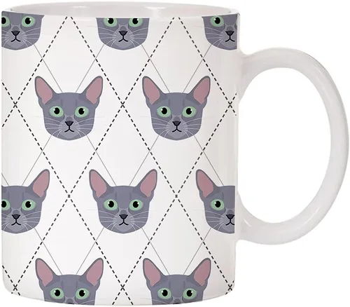 Vista 6 de Adorable Cat Breed Design Argyle Pattern Taza de café de cerámica (abisinian)
