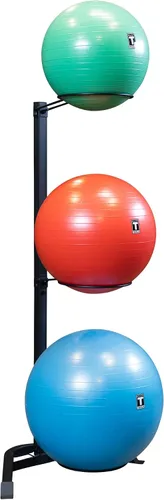 Vista 2 de Body-Solid (GSR10B) Estante de bolas de estabilidad, almacenamiento vertical para gimnasio doméstico y comercial, gris/negro
