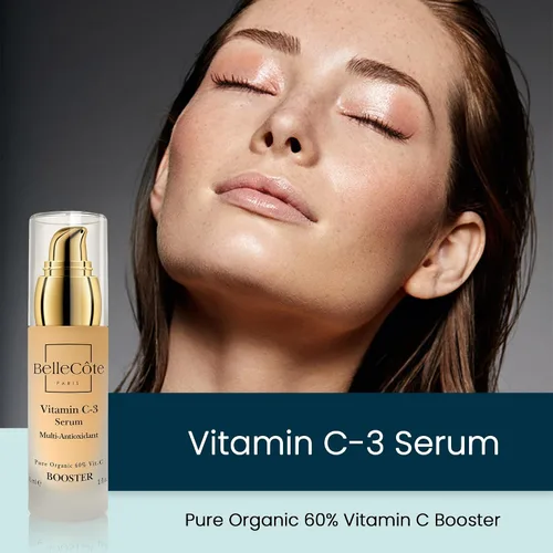 Vista 2 de Suero potenciador de vitamina C3 orgánico – Suero facial concentrado multiantioxidante natural, reduce arrugas, manchas oscuras y protege de daños