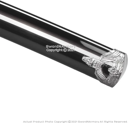Vista 7 de Espada samurái Katana de dragón clásico negro de 9.5 pulgadas, acero sin afilar