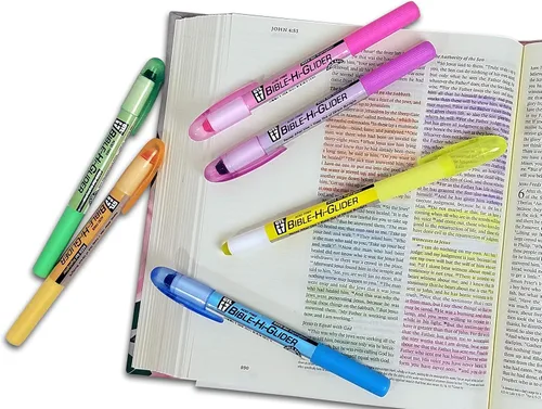 Vista 6 de G.T. Luscombe Company, Inc. Accu-Gel Bible-Hi-Glider Bible Study Set No Bleed Solid Gel Highlighter No Smearing or Fading Long Lasting Bright