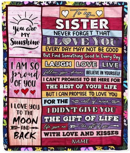 Vista 10 de Manta personalizada con texto en inglés «To My Sister from Brother I Love You Hugs» (texto en inglés) con texto en inglés «To My Sister», «I Love