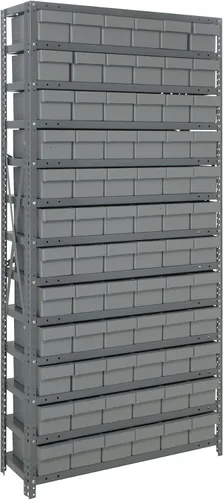 Vista 531 de Quantum QSBU-245BK Heavy Duty Shelving Unit with (7) Shelves and (24) QUS245 Black Bins for Garage Warehouse Storage Distribution 400 lb Load
