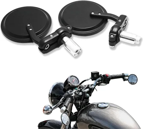 Vista 8 de Nuevos espejos redondos de 1 pulgada para extremo de barra para Kawasaki Suzuki Ducati, color negro